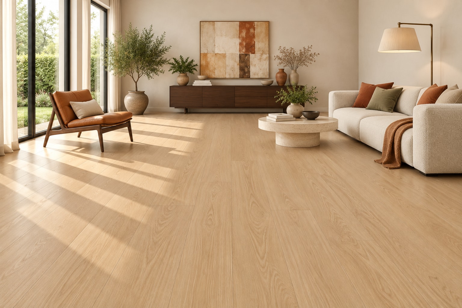 TechFloor Pacific A Rechte Plank 12302 Astoria Extra Mat: sfeerimpressie van een woonkamer met deze vloer
