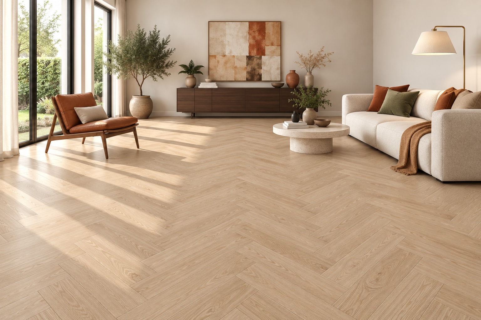 TechFloor Pacific A Visgraat 22401 Victoria Extra Mat: sfeerimpressie van een woonkamer met deze vloer