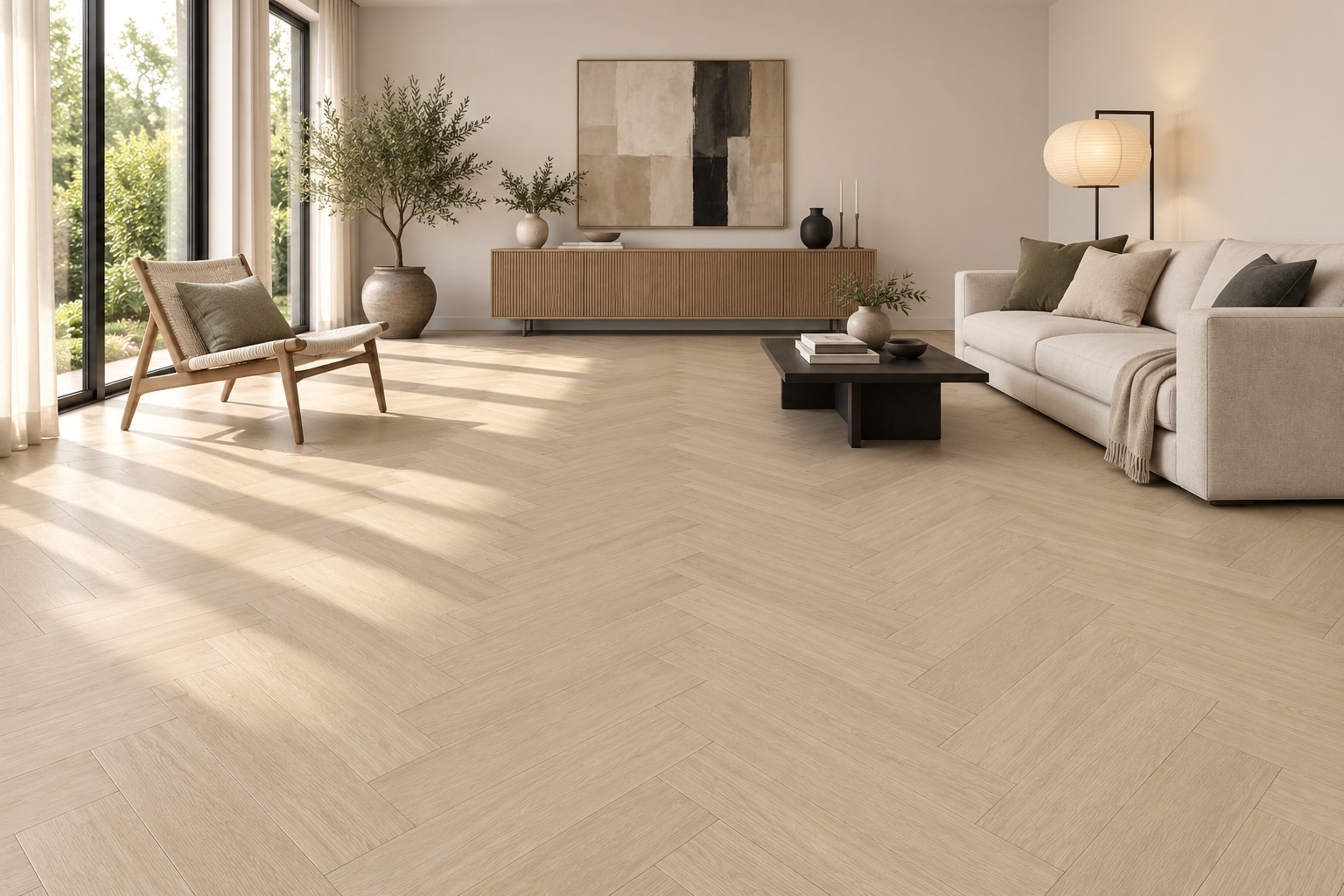 TechFloor Optimal Visgraat 22600 Newport: sfeerimpressie van een woonkamer met deze vloer