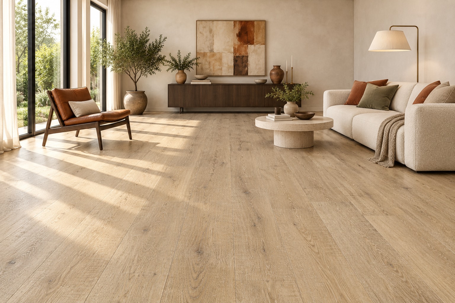 TechFloor Pacific A Rechte Plank 12221 Portland – Variant A: sfeerimpressie van een woonkamer met deze vloer