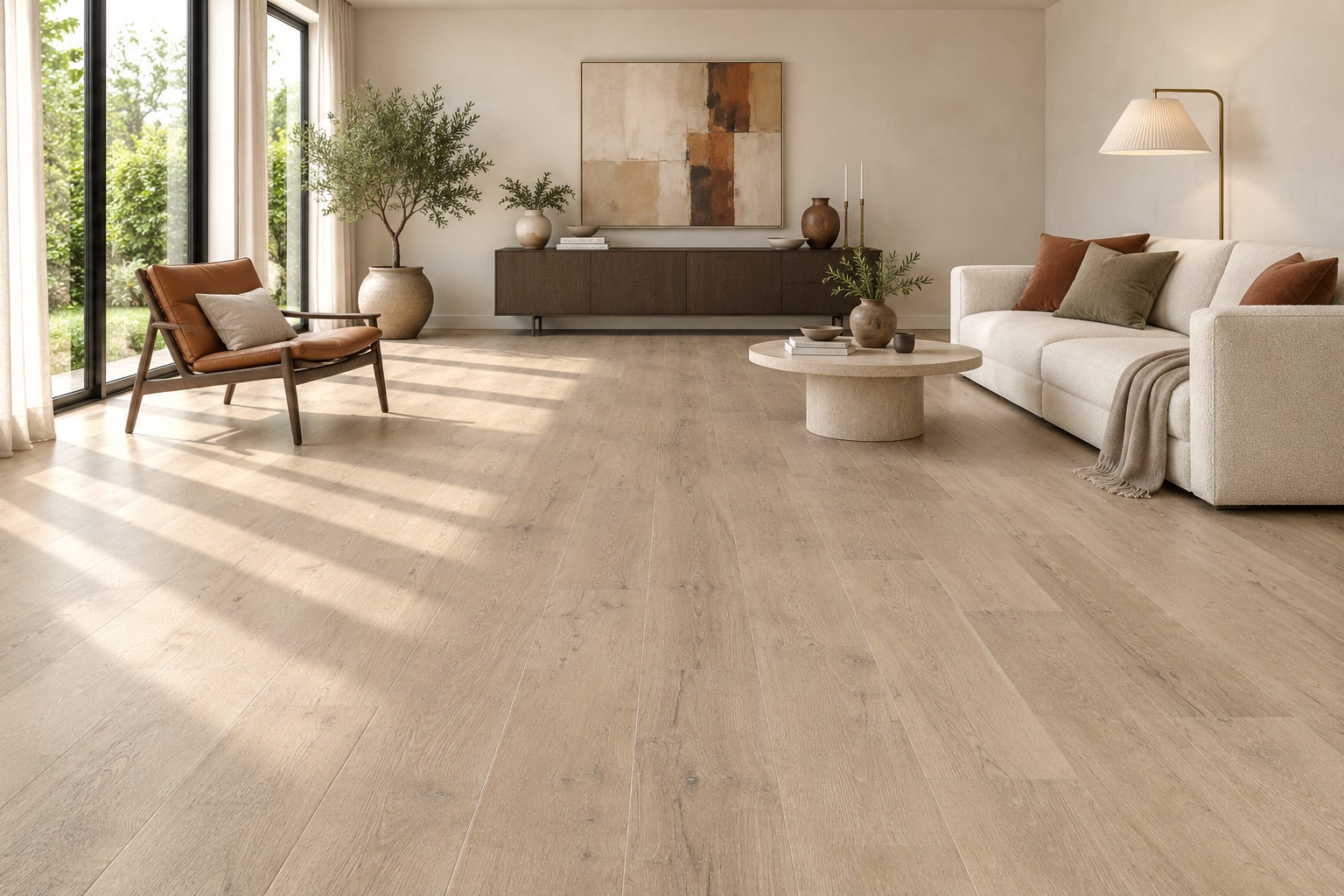 TechFloor Pacific A Rechte Plank 12221 Portland – Variant B: sfeerimpressie van een woonkamer met deze vloer